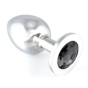 Aluminium-Buttplug mit schwarzem Kristall (155g)