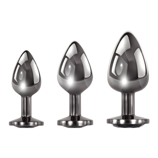 Black Gem Anal Plug Set, 3 Teile, 7,1 - 9,5 cm