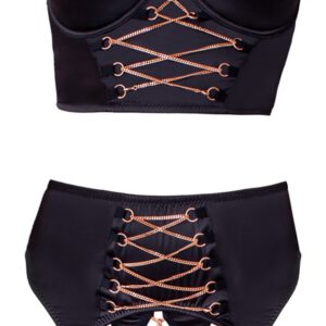 3-teiliges Hebe-Set aus Stretchsatin mit roségoldfarbenen Details