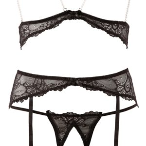 3-teiliges Straps-Set, ouvert, mit Schmuckperlen 