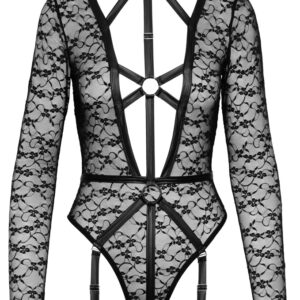 Body aus Spitze mit Mattlook-Riemendetails, Strapse abnehmbar