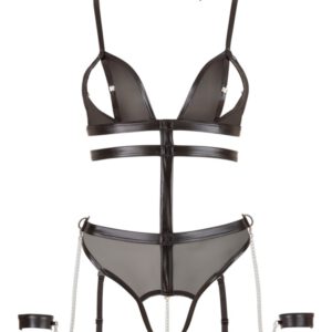 Body ouvert, Wetlook und Powernet in Harness-Optik inkl. Halsband