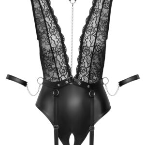 Body ouvert mit Strapsen, Spitze und Mattlook, Gürtel mit Strapsen abnehmbar
