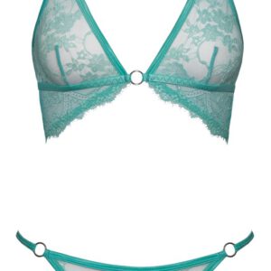 Dessous-Set aus mintfarbener Spitze