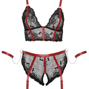 Longline-BH plus Straps-Slip ouvert inklusive Halsband und Armfesseln