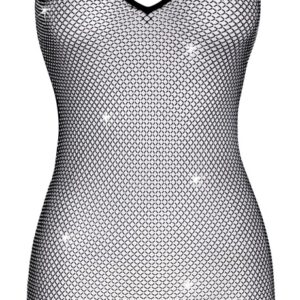 Netz-Minikleid mit Allover-Strassbesatz