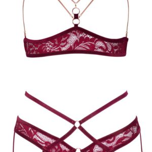 Ouvert-Set aus Spitze und Samtbändern