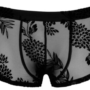 Pants aus feinem Powernet mit Paradies-Samtflockprint