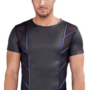 Shirt im stylischen Material-Mix